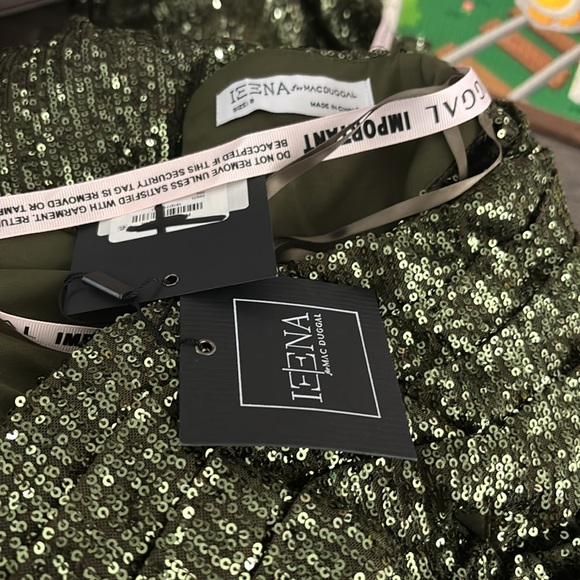 Mac Duggal Olive Sequin One-Shoulder long sleeve Dress - Picture 3 of 4